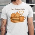 Cats Books And Coffee Heart Cozy Cat Lover Bookworm Readers Unisex Jersey T-Shirt