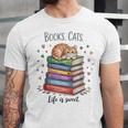 Cats Books Lover Men Women Unisex Jersey T-Shirt