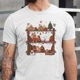 Christmas Cats Bookshelf Gingerbread Unisex Jersey T-Shirt