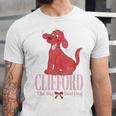 Clifford The Big Red Dog Pink Text With Bow Illustrated Book Unisex Jersey T-Shirt Clifford The Big Red Dog Pink Text With Bow Illustrated Book Unisex Jersey T-Shirt