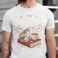 Coffee Cats & Books Cute Cat Book Lover Reading Unisex Jersey T-Shirt