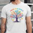 Color Our World Summer Reading Program 2025 Trippy Book Tree Unisex Jersey T-Shirt