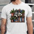 Cosy Sloth In Bookshelf With Plants Unisex Jersey T-Shirt Cosy Sloth In Bookshelf With Plants Unisex Jersey T-Shirt