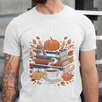 Cozy Autumn Books Fully Booked For Fall Books Pumpkin Unisex Jersey T-Shirt