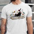 Cute Cat Flower Garden Book Kitty Reading Floral Men Women Girls Kids Unisex Jersey T-Shirt