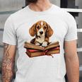 Cute Dog Beagle Reading Book Unisex Jersey T-Shirt