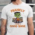 Cute Halloween Teacher Librarian Frankenstein Reading Books Unisex Jersey T-Shirt