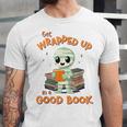 Cute Halloween Teacher Librarian Mummy Reading Books Unisex Jersey T-Shirt Cute Halloween Teacher Librarian Mummy Reading Books Unisex Jersey T-Shirt