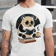 Cute Panda Reading Book Under Moon Bookworm Coffee Lover Unisex Jersey T-Shirt Cute Panda Reading Book Under Moon Bookworm Coffee Lover Unisex Jersey T-Shirt