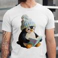 Cute Penguin Reading Book Faux-Crochet Print Unisex Jersey T-Shirt Cute Penguin Reading Book Faux-Crochet Print Unisex Jersey T-Shirt