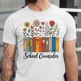 Cute Wildflower Book School Counseling Life School Counselor Unisex Jersey T-Shirt