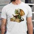 Dragon Bookworm Reading Book Graphic Unisex Jersey T-Shirt Dragon Bookworm Reading Book Graphic Unisex Jersey T-Shirt