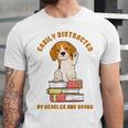 Easily Distracted By Beagles And Books Beagle Dog Unisex Jersey T-Shirt Easily Distracted By Beagles And Books Beagle Dog Unisex Jersey T-Shirt