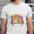Easily Distracted By Cats And Books Cute Cat Sleeping Girls Unisex Jersey T-Shirt