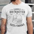 Easily Distracted By Cats And Books For Women Unisex Jersey T-Shirt Easily Distracted By Cats And Books For Women Unisex Jersey T-Shirt