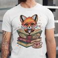 Fox Read Books Be Kind Stay Weird Reader Cute Nerd Bookworm Unisex Jersey T-Shirt
