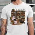 Ghost Reading Book Cat Lover Halloween Reading Enthusiast Unisex Jersey T-Shirt Ghost Reading Book Cat Lover Halloween Reading Enthusiast Unisex Jersey T-Shirt
