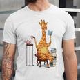 Giraffe Reading Tea Books Coffee Book Lover Graphic Unisex Jersey T-Shirt Giraffe Reading Tea Books Coffee Book Lover Graphic Unisex Jersey T-Shirt