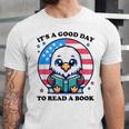A Good Day To Read a Book Reading Eagle With American Flag Unisex Jersey T-Shirt
