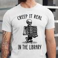 Halloween Skeleton Pun Book Lover Library Joke Unisex Jersey T-Shirt