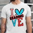 I Heart Books Love Reading Red And Stripe Animated Cat For Men Women Girls Kids Unisex Jersey T-Shirt