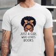Just a Girl Who Loves Books Messy Bun Black Women Reading Unisex Jersey T-Shirt Just a Girl Who Loves Books Messy Bun Black Women Reading Unisex Jersey T-Shirt