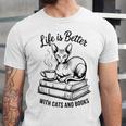 Life Is Better With Cats & Books Sphynx Cat Mom Women Unisex Jersey T-Shirt Life Is Better With Cats & Books Sphynx Cat Mom Women Unisex Jersey T-Shirt