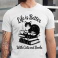 Life Is Better With Cats & Books Tuxedo Cat Mom Women Unisex Jersey T-Shirt Life Is Better With Cats & Books Tuxedo Cat Mom Women Unisex Jersey T-Shirt
