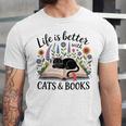 Life Is Better With Cats And Books Unisex Jersey T-Shirt Life Is Better With Cats And Books Unisex Jersey T-Shirt