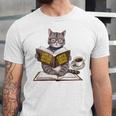 Life Is Better With Cats Coffee Books Cat Reading Book Unisex Jersey T-Shirt Life Is Better With Cats Coffee Books Cat Reading Book Unisex Jersey T-Shirt