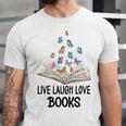 Live Laugh & Love Books Reading Butterfly Book Lover Bookish Premium Unisex Jersey T-Shirt Live Laugh & Love Books Reading Butterfly Book Lover Bookish Premium Unisex Jersey T-Shirt