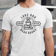 Love God Drink Coffee Read Books Book Lover Unisex Jersey T-Shirt