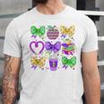 Mardi Gras Teacher Coquette Bow Pencil Apple Book Women Girl Unisex Jersey T-Shirt