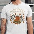 Plants Books And Coffee Nature Leaves Reading Book Lover Premium Tri-Blend Unisex Jersey T-Shirt