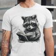 Raccoon With Book Cute Raccoons Reading Books Unisex Jersey T-Shirt