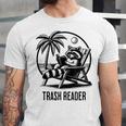 Raccoon Reading Books Summer Humor Trash Reader Unisex Jersey T-Shirt