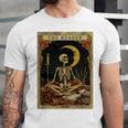 The Reader Tarot Card Book Lover Skeleton Art Goth Style Unisex Jersey T-Shirt