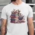Reading A Book Per Day Keeps Reality Away Skeleton Books Unisex Jersey T-Shirt