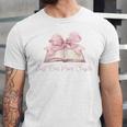 Reading Books Mom Mothers Day Coquette Pink Bow Book Lovers Unisex Jersey T-Shirt