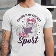Reading Is My Favorite Sport Saying Cat And Book Lover Unisex Jersey T-Shirt
