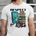 Respect Elders Cellphone Pushing Books In a Wheelchair Unisex Jersey T-Shirt
