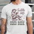Retro Cowgirl ReadingTee Saddle Up With A Good Book Western Unisex Jersey T-Shirt