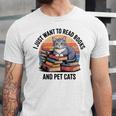 Retro I Just Want To Read Books And Pet Cats Cat Unisex Jersey T-Shirt Retro I Just Want To Read Books And Pet Cats Cat Unisex Jersey T-Shirt