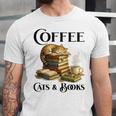 Sleeping Cat And Books With Coffee Lover Unisex Jersey T-Shirt Sleeping Cat And Books With Coffee Lover Unisex Jersey T-Shirt