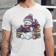 Snowman Reading Book Lovers Christmas Bookworm Librarian Unisex Jersey T-Shirt Snowman Reading Book Lovers Christmas Bookworm Librarian Unisex Jersey T-Shirt