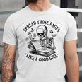 Spread Those Pages Like A Good Girl Skeleton Floral Book Unisex Jersey T-Shirt