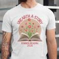 Unearth a Story 2026 Summer Reading Program Flowers Book Premium Tri-Blend Unisex Jersey T-Shirt Unearth a Story 2026 Summer Reading Program Flowers Book Premium Tri-Blend Unisex Jersey T-Shirt