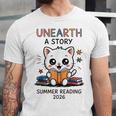 Unearth a Story Cute Kitten Summer Reading 2026 Cat Book Unisex Jersey T-Shirt Unearth a Story Cute Kitten Summer Reading 2026 Cat Book Unisex Jersey T-Shirt