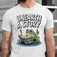 Unearth a Story Frog Reading a Book Summer 2026 Premium Tri-Blend Unisex Jersey T-Shirt Unearth a Story Frog Reading a Book Summer 2026 Premium Tri-Blend Unisex Jersey T-Shirt