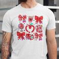 Valentine Teacher Coquette Bow Pencil Heart Book Girl Women Unisex Jersey T-Shirt